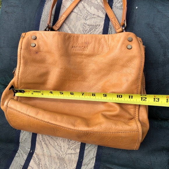 American Leather Co 3 Section Satchel Bag Purse in Light Tan - Picture 14 of 16